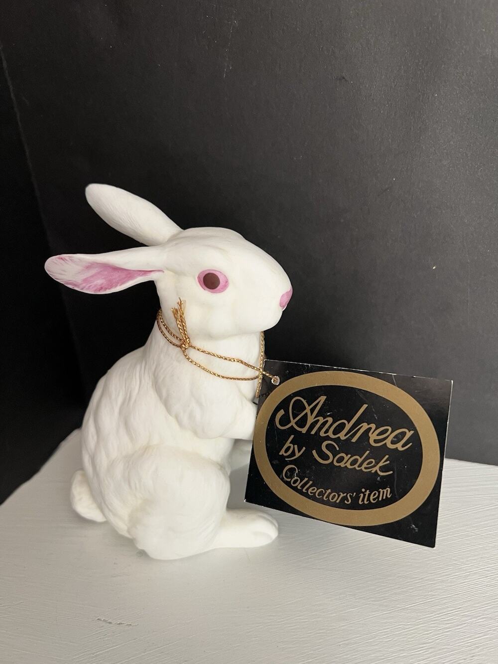 Bunny Rabbit Porcelain Figurine Andrea By Sadek Vintage Signed Japan Cottage